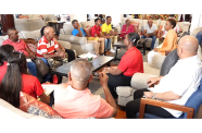Minister within the Ministry of Housing, Vanessa Benn engages residents of Region Three who received their land titles at State House on New Year’s Day. President Dr. Irfaan Ali also met with them
