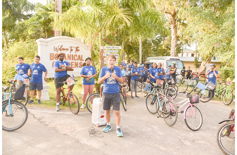 Caption: EU Ambassador to Guyana, Luca Pierantoni addresses those participating in the Fourth European Union Bicycle Tour of Georgetown