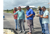 Minister within the Ministry of Public Works Madanlall Ramraj inspecting the work being done at the Garroway Roundabout