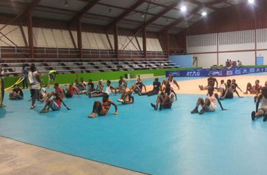 The locals, including three females are seen here going through paces at the National Gymnasium ON Mandela Avenue.