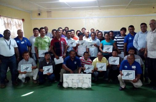 training Trainees pose with GWI officials, including Managing Director, Dr Richard Van-West Charles