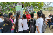 Youths interacting with an employee at the Iwokrama booth
(Alphonso Forte photos