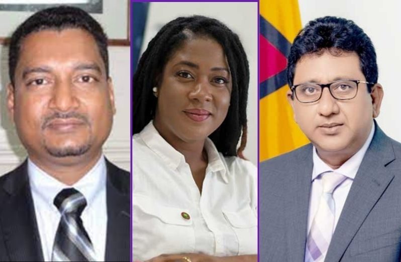 Acting Chief Justice Navindra Singh; Forward Guyana Movement (FGM) Leader, Amanza Walton Desir and Attorney-General, Anil Nandlall