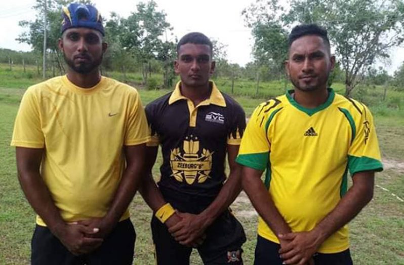 From left, Balbinder Shivpersaud, Ricardo Poloram and Yutesh Dhanpaul were instrumental in the victory.