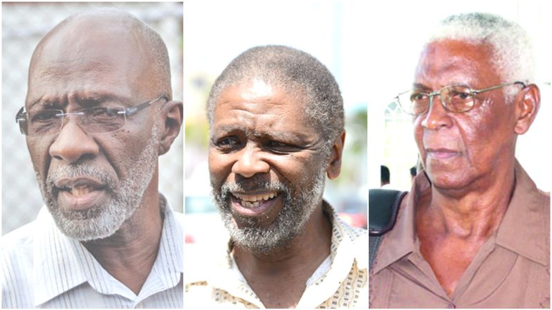Opposition GECOM Commissioners, from left; Vincent Alexander, Charles Corbin and Desmond Trotman