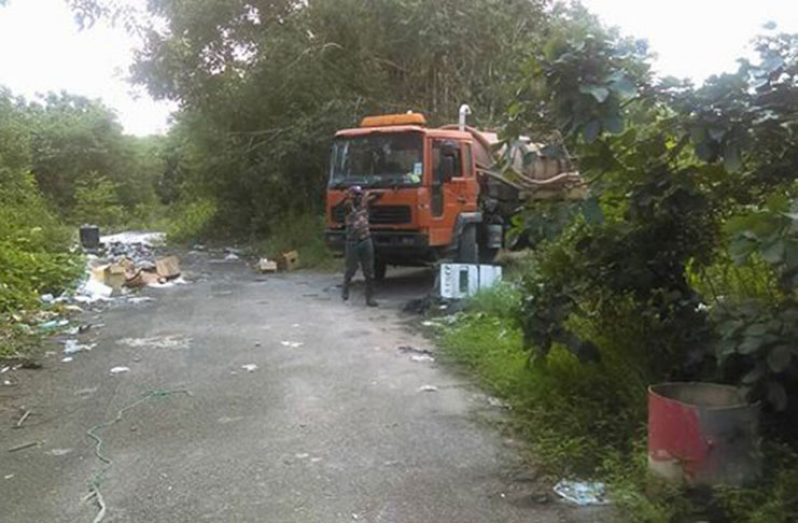 A Cevon's waste compactor truck caught red-handed dumping faeces at “Millies Hide Out”