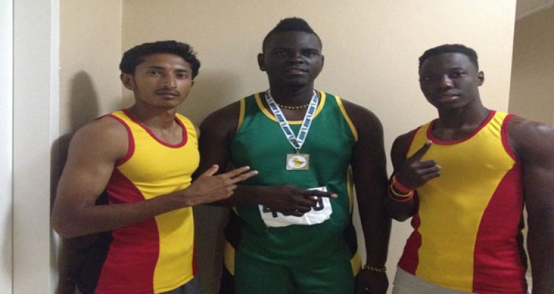 UG medallists from left: Ameer Yussuf, Kleon Spellen and Emanuel Archibald. (photo by Tamica Garnett)
