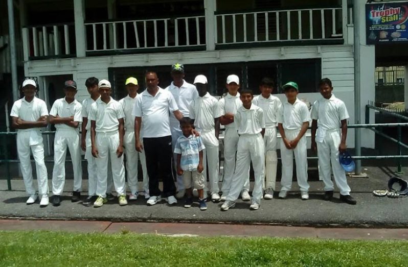 COLD Fusion players pose in their new uniforms, compliments of Narchand ‘Archie’ Mohan of HACC of Toronto, Canada. President Bhudnarine Persaud is at centre.