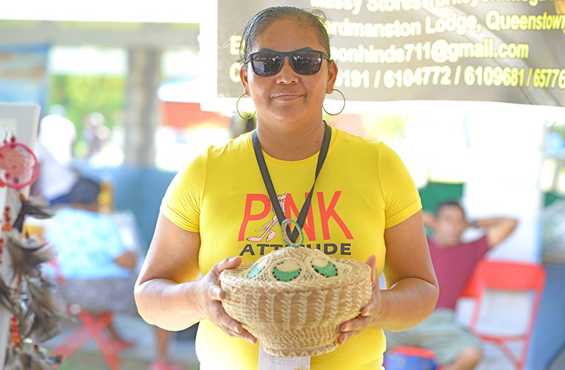 Artisans displaying their one-of-a-kind creations at the Amerindian Heritage Village (Japheth Savory photo)