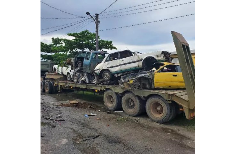 Some of the derelict vehicles that were removed by the Ministry of Public Works