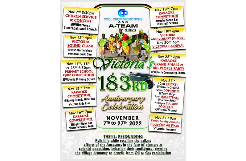 The calendar of events for Victoria’s 183rd anniversary celebration