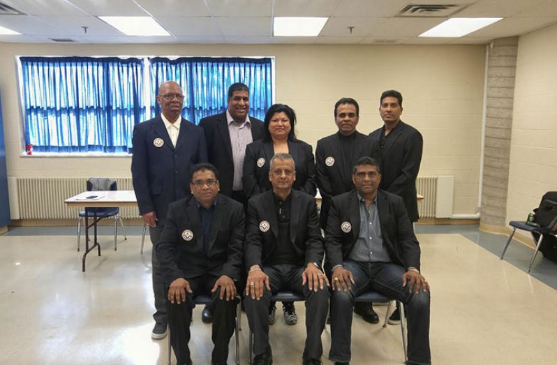 OSCL executive members: Sitting (from left) are Vish Jadunauth, Albert Ramcharran and Terry Mathura. Standing (from left) are Frederick Halley, Bobby Ramlagan, Kim Sue, Ranjan Persaud and Patrick Prashad.