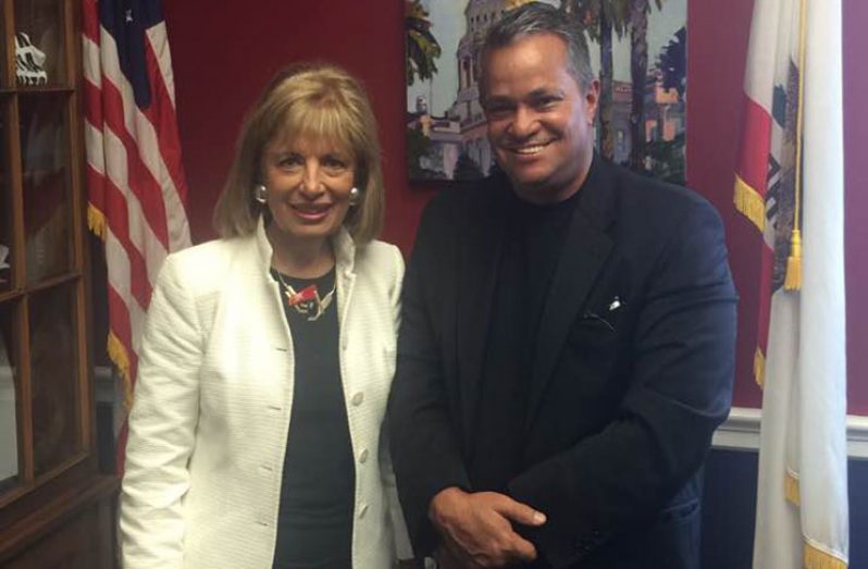 Roraima Airways CEO Gerry Gouveia with US Congresswoman Jackie Speier during a recent visit to the US