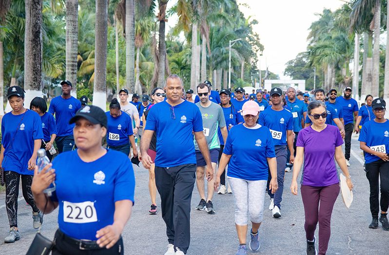 Minister of Health Dr Frank Anthony, joined participants in the run/walk (Ministry of Health photos)