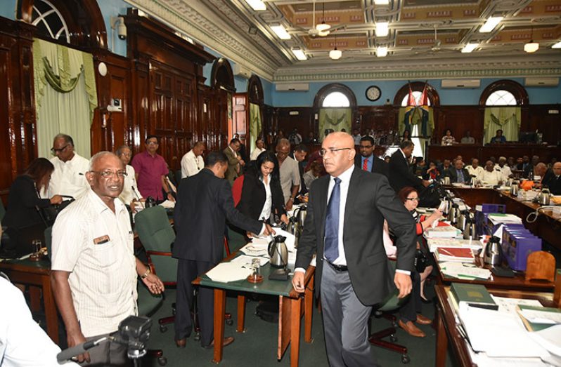 Opposition Leader Bharrat Jagdeo led the PPP walkout of the National Assembly on Tuesday