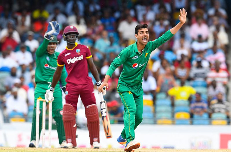 Man-of-the Match Shadab Khan made a dramatic impact in his first international, taking three wickets in eight balls.