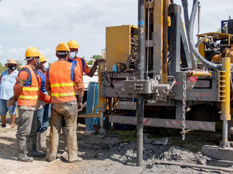 Workers of Foxx Trading drilling the new well at the Diamond Water Treatment Plant