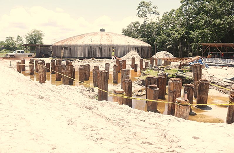 Works are progressing at the new water-treatment plant site at Caledonia on the East Bank of Demerara