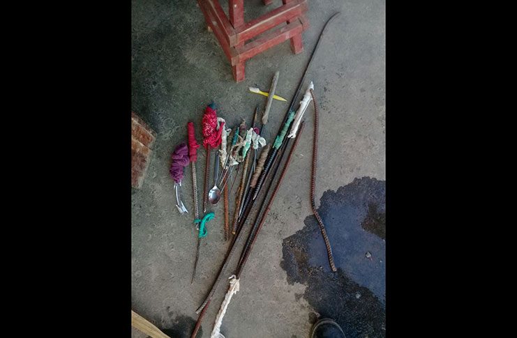 Some of the improvised weapons that were handed over to prison officials on Saturday
