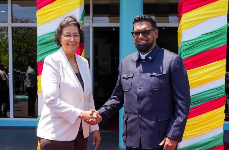 Her Excellency Jennifer Geerlings-Simons, President of the Republic of Suriname and His Excellency Dr. Mohamed Irfaan Ali, President of the Co-operative Republic of Guyana