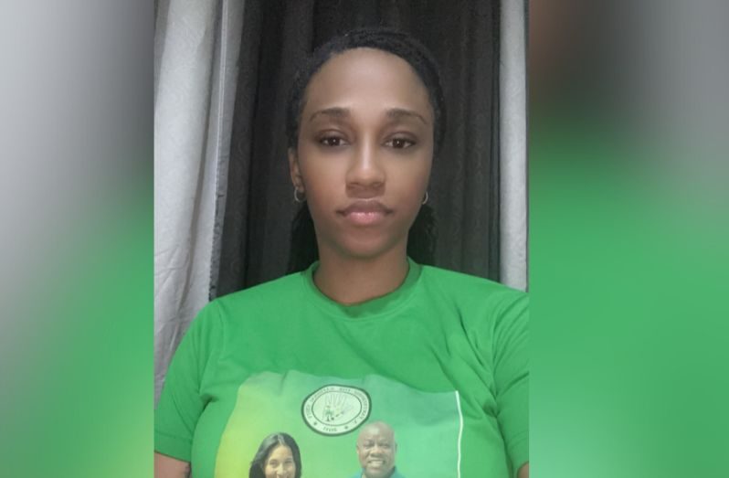 Supporter of A Partnership for National Unity (APNU), Nia Gonsalves, who previously served as an executive member of the People’s National Congress (PNC) youth arm