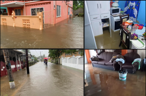 Floodwaters accumulated in across several communities in Linden, Region 10