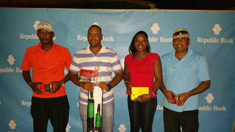 In photo at right, Guyana’s prize group, L-R: Lakeram Ramsundar, Max Persaud, Shanella Webster, and Kalyan Tiwari.