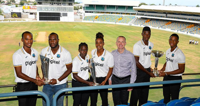 WICB and  Digicel partnership   during the unveiling of the new exciting four-year dal between WICB and Digicel at Kensington Oval yesterday. (Photo by WICB Media/Randy Brooks of Brooks Latouche Photography)