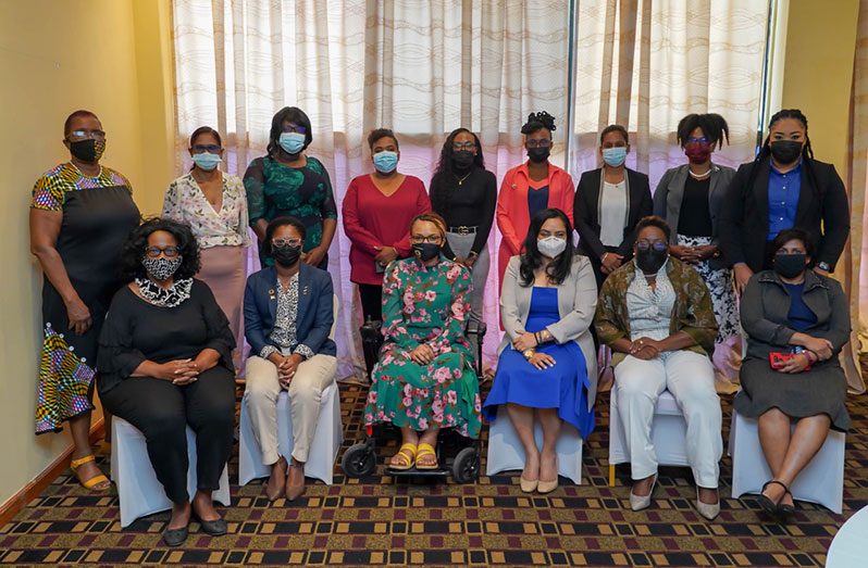 Some of the Women's Leadership Programme participants, along with co-creator Lyndell Danzie-Black and Minister Persaud (MHSS photo)