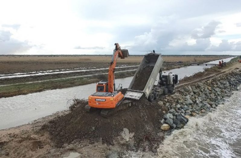 Ongoing emergency sea defence works at Dantzig foreshore (DPI photo)