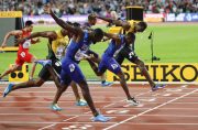 London Stadium  – Usain Bolt of Jamaica, Justin Gatlin of the U.S. and Christian Coleman of the U.S. compete in the men’s 100 metres final..