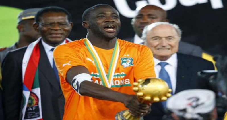 . Ivory Coast's Yaya Toure celebrates his team's victory over Ghana after the final of the 2015 African Cup of Nations soccer tournament in Bata , yesterday. 
Credit: REUTERS/Mike Hutchings