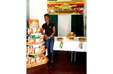 Kelshine Griffith, the young entrepreneur, exhibits  her attractively packaged `Sweet Potato Cake Mix’